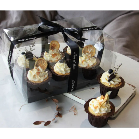 Transzparens FEKETE Muffin doboz 6-os