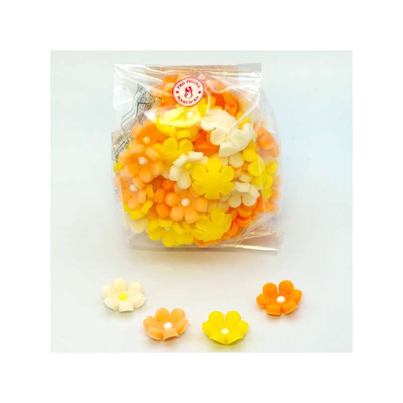 Marcipán apró virágok (barack, citrom- és narancssárga vegyes)