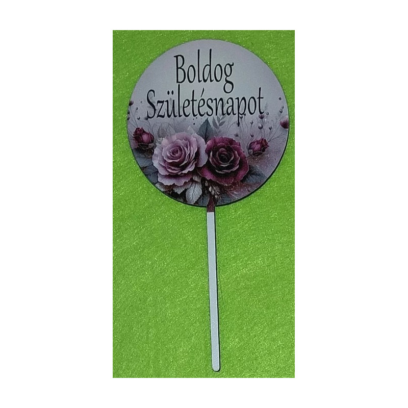 Boldog Születésnapot kerek lila rózsás