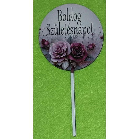 Boldog Születésnapot kerek lila rózsás