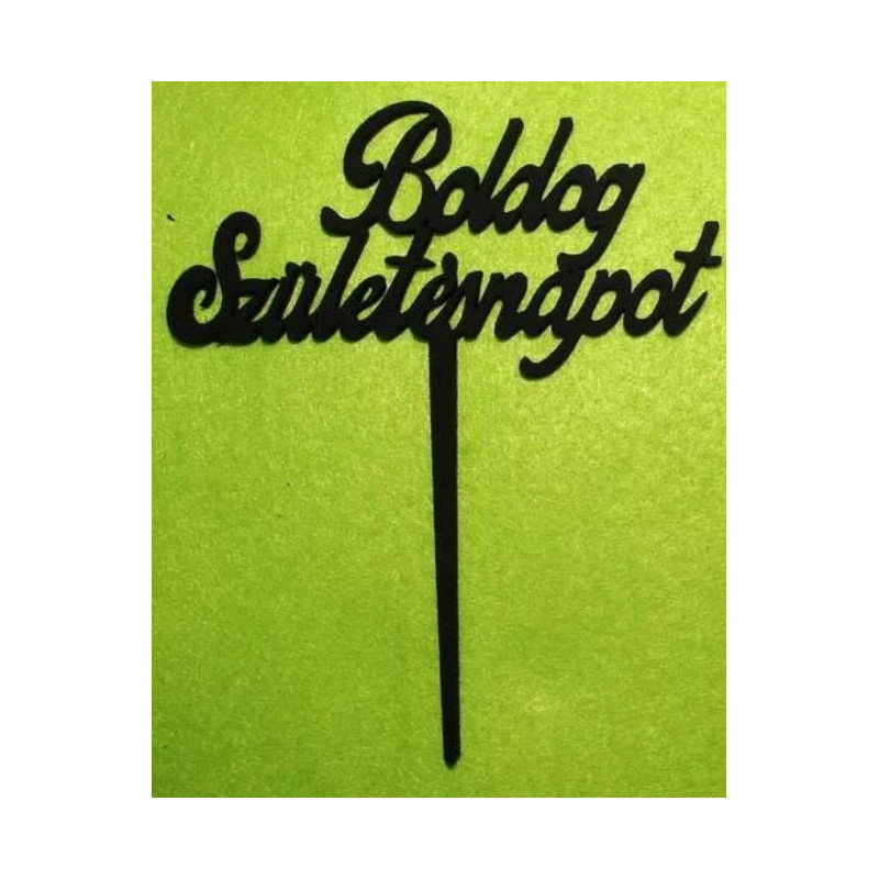 Black Happy Birthday Wooden Cake Topper