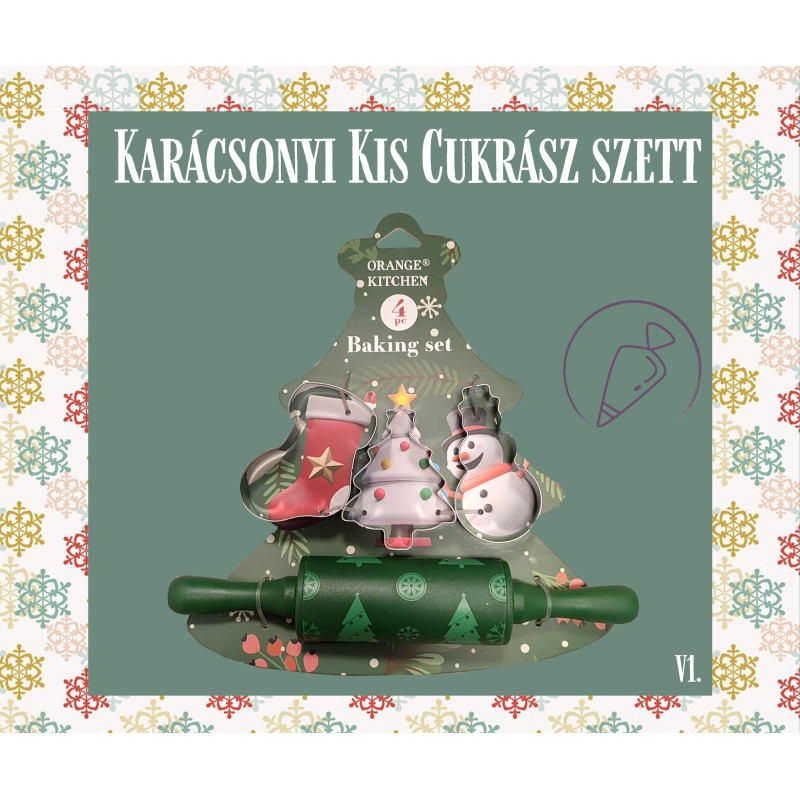 Zöld karácsonyi kis cukrász szett