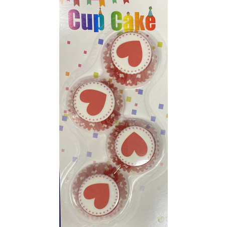 Mini muffin papír (kapszli) - piros szíves