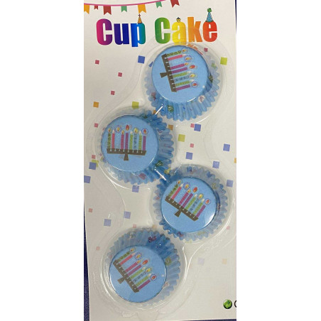 Mini muffin papír (kapszli) - kék gyertyás