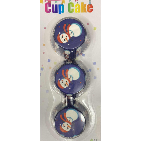 Kék hóemberes muffin papír / kapszli (60db/csomag)