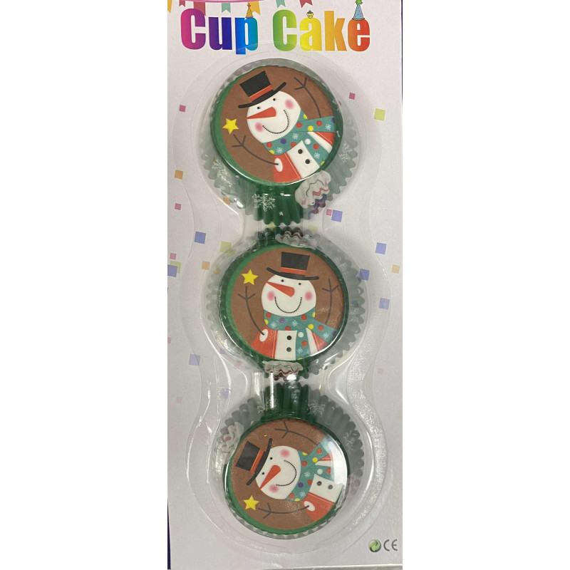 Zöld hóemberes muffin papír / kapszli (60db/csomag)