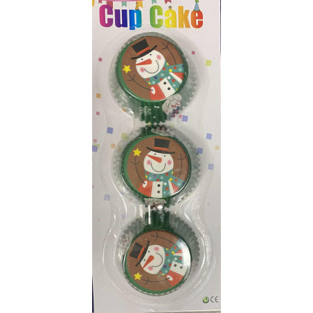 Zöld hóemberes muffin papír / kapszli (60db/csomag)
