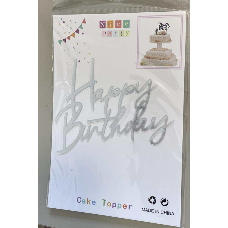 Happy Birthday Ezüst Szülinapi beszúró torta oldalára