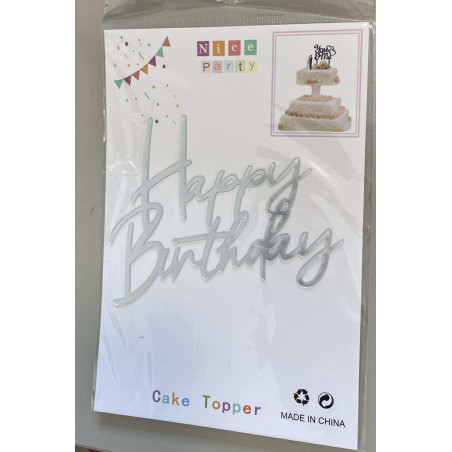 Happy Birthday Ezüst Szülinapi beszúró torta oldalára