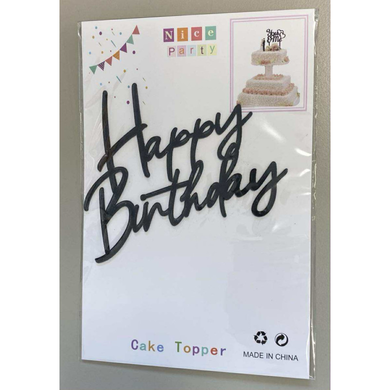 Happy Birthday Fekete Szülinapi beszúró torta oldalára