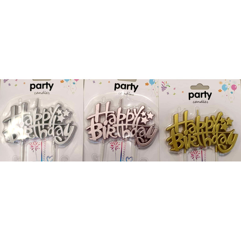 Happy Birthday Gyertyák ezüst, rosegold, arany színben