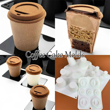 Coffee Cups and Lids 3D Mousse Silicone Mould