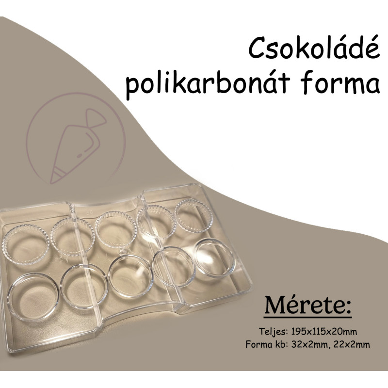 Csokoládé forma polikarbonát 10db forma/tábla