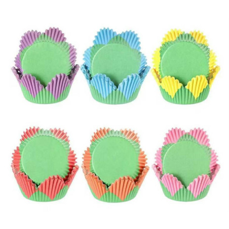 Színes virág formájú muffin/cupcake kapszli (100db/csomag)