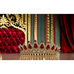 Tiara arany piros köves...