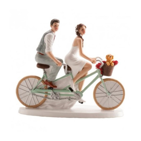 Wedding couple on bicycle 18 cm