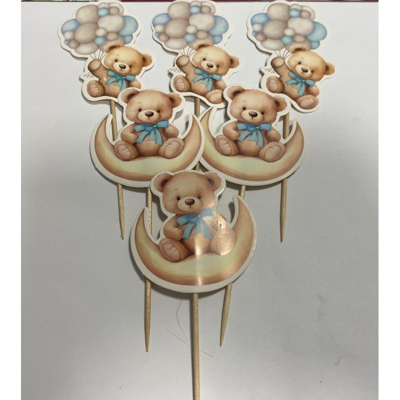 Teddy bear cupcake topper 6pcs