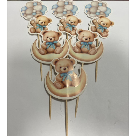 Teddy bear cupcake topper 6pcs