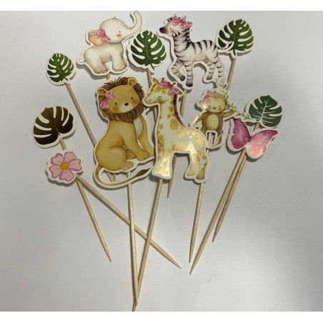 African animals and plants cupcake topper 12pcs
