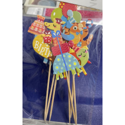 Állatos beszúró tortadísz 7db-os