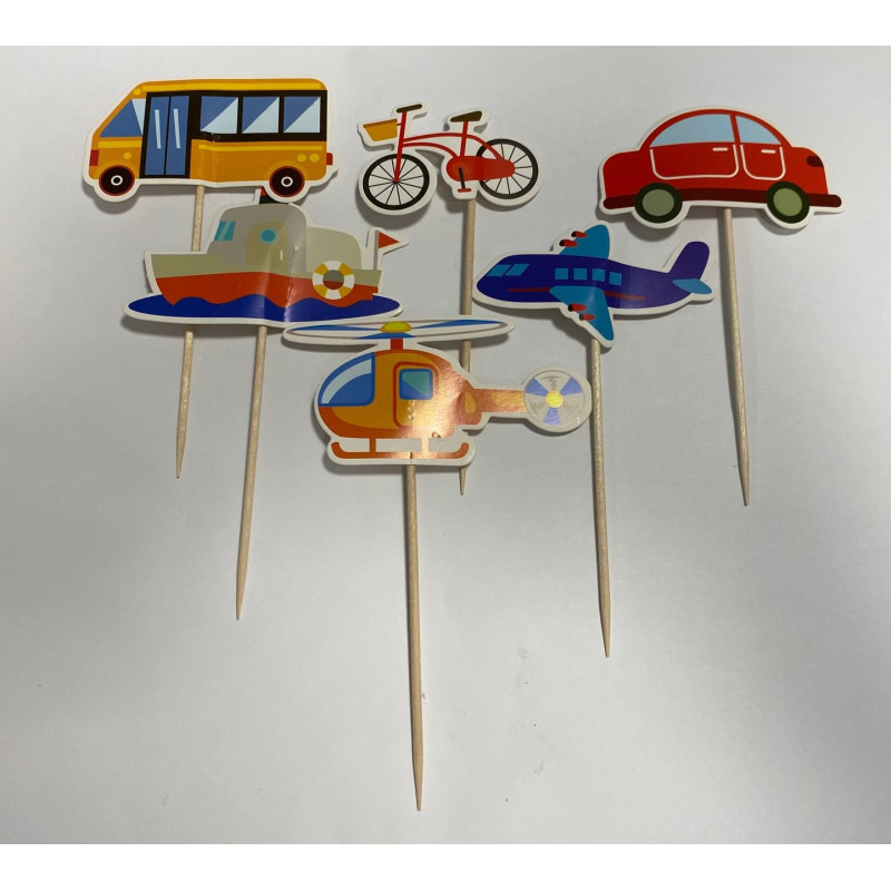 Vehicles cupcake topper 6pcs