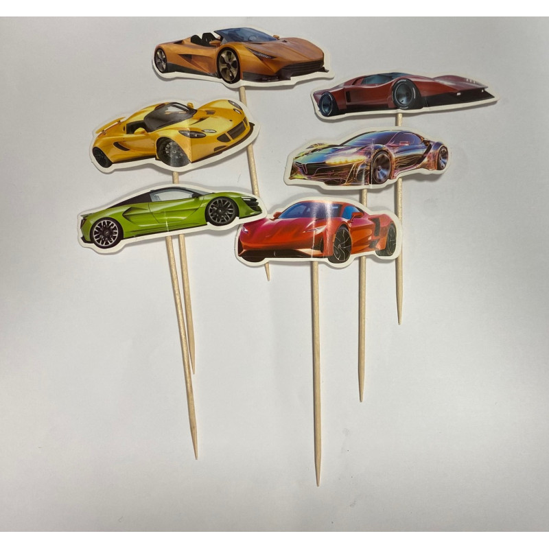 Sports cars cupcake topper 6pcs