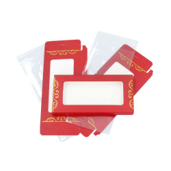 Táblás csokoládé csomagoló: piros papír- és celofántasak szett
