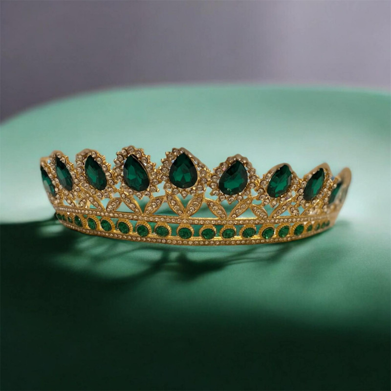 Tiara arany zöld köves hercegnős