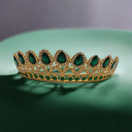 Tiara arany zöld köves hercegnős
