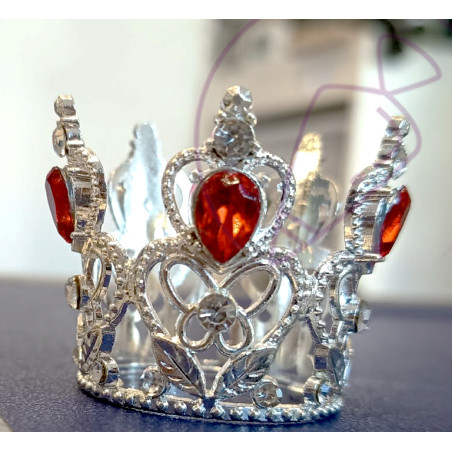 Korona ezüst, piros köves