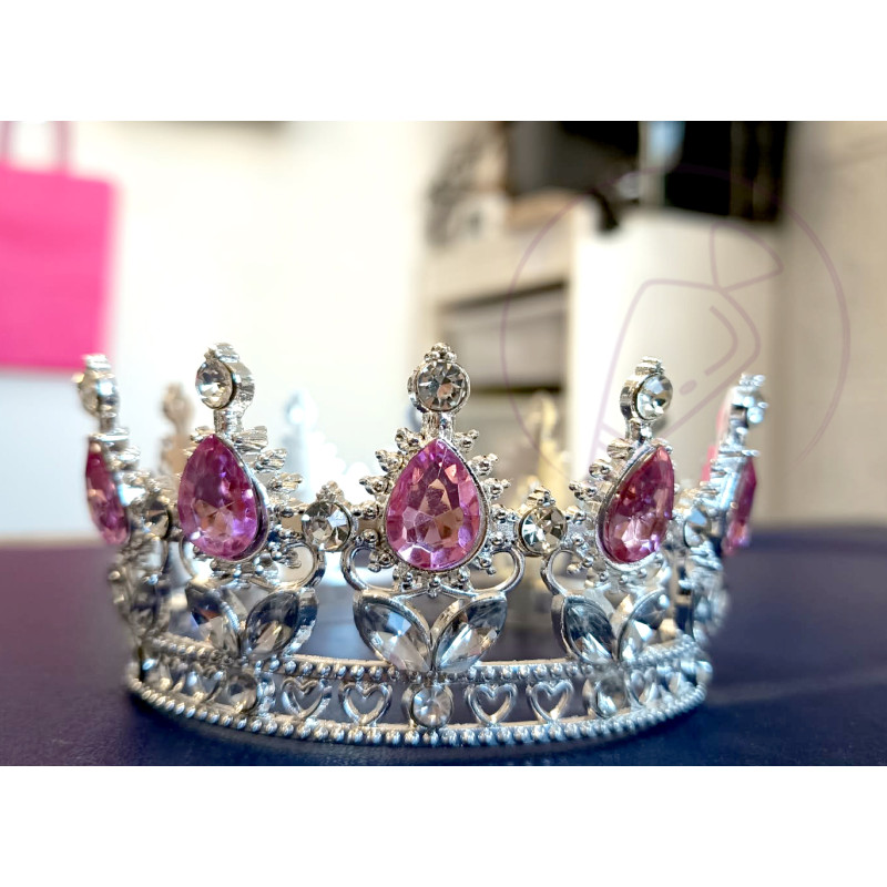 Korona ezüst, rózsaszín köves