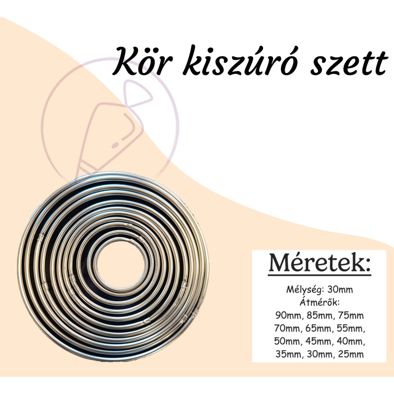 Kerek fém kiszúró szett 11 részes