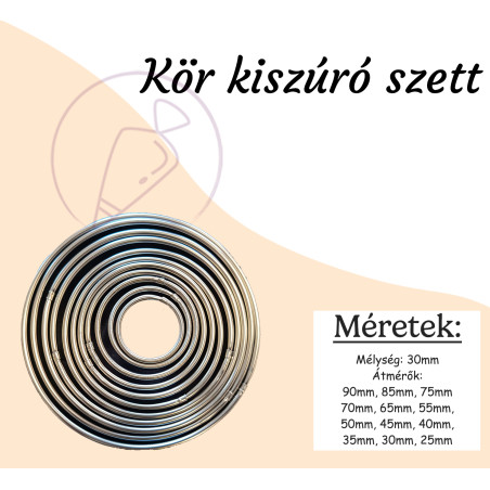 Kerek fém kiszúró szett 11 részes