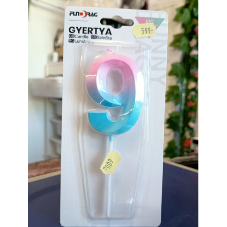 Pearl blue - pink big number candle 0-9