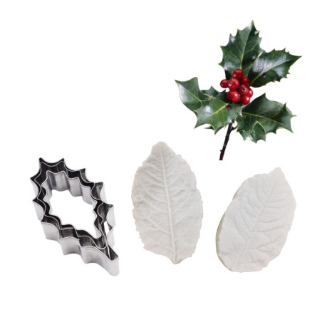 Holly cutters and veiners set of 5