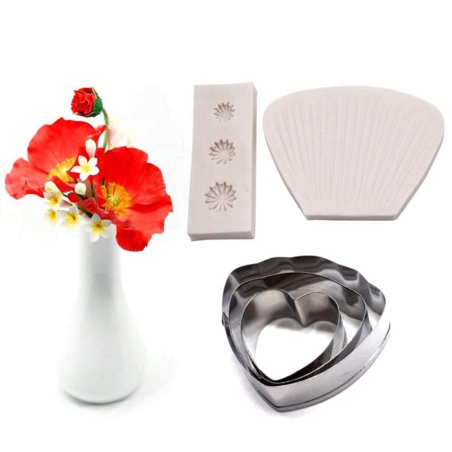 Poppy cutters and veiners set of 5