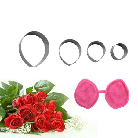 Rose leaves cutters and veiners set of 5