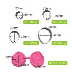 Rose leaves cutters and veiners set of 5