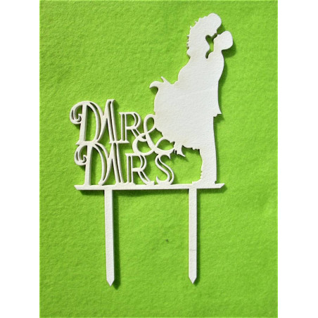 Kissing couple Mr & Mrs Wedding Cake Topper