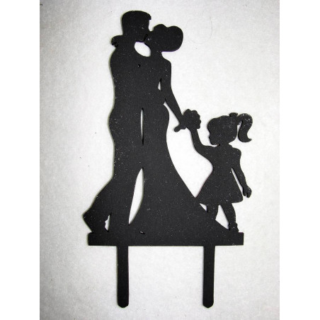 Wedding Cake Topper, Kissing couple with daughter
