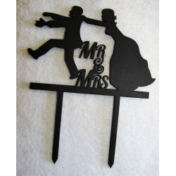 MR &MRS Groom escaping Wedding Cake Topper
