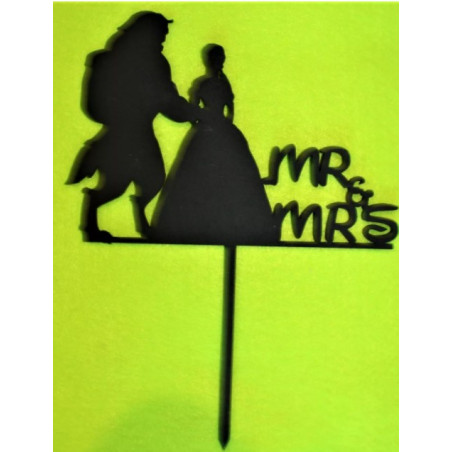 The Beauty and The Beast Wedding Wooden Cake Topper