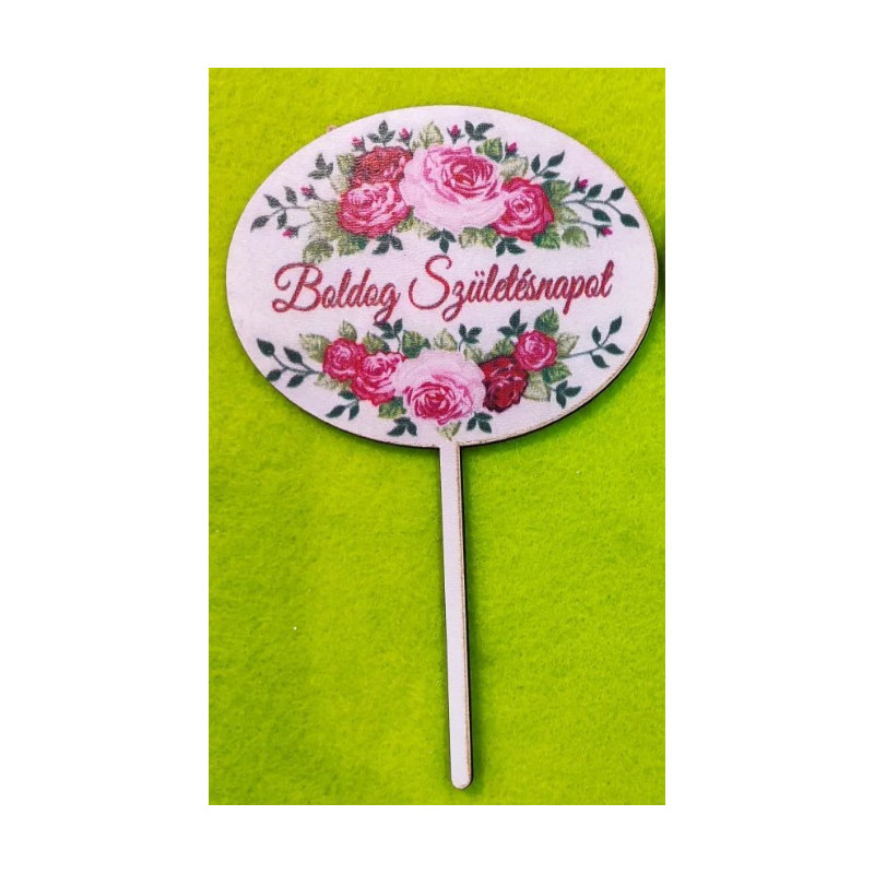 Happy Birthday Oval Wooden Cake Topper