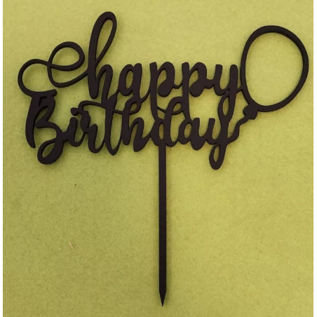 Happy Birthday with Balloon Wooden Cake Topper