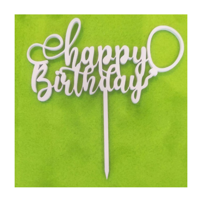 Happy Birthday with Balloon Wooden Cake Topper