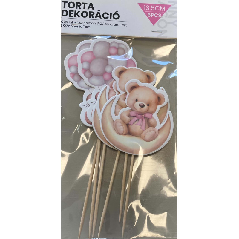 Teddy bear cupcake topper 6pcs