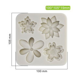 Mixed flower with double petals silicone mould