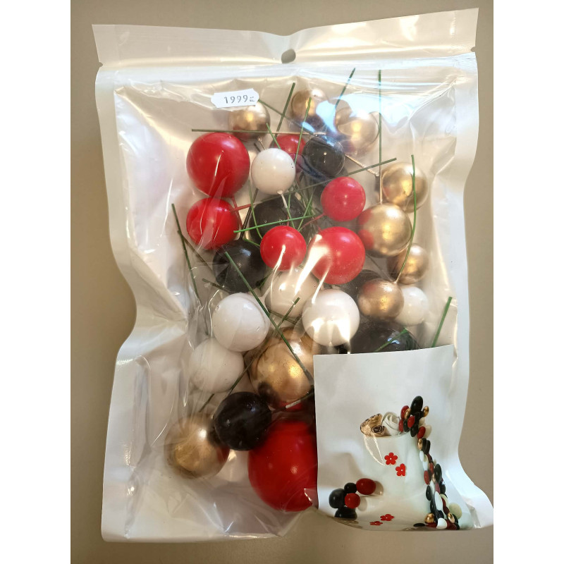 Bubble Cake Topper Mix red white black gold