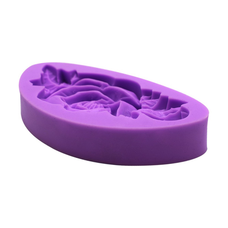 3D Nagy rózsavirág és levél mintázó szilikon