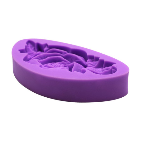 3D Nagy rózsavirág és levél mintázó szilikon